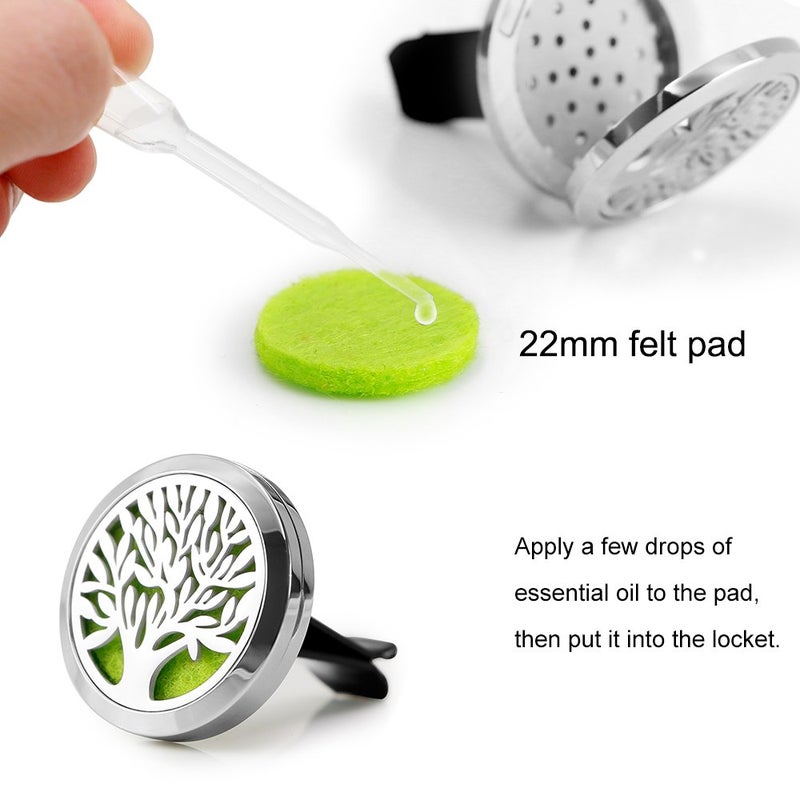 RoyAroma Car Air Freshener, 2PCS 30mm Car Aromatherapy Essential Oil Diffuser Stainless Steel Cars Diffuser with Vent Clip 12 Felt Pads - Image 2